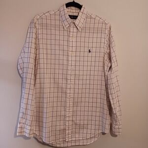 Ralph Lauren Men's Classic Fit Button Down Shirt Medium Checkered Long Sleeve
